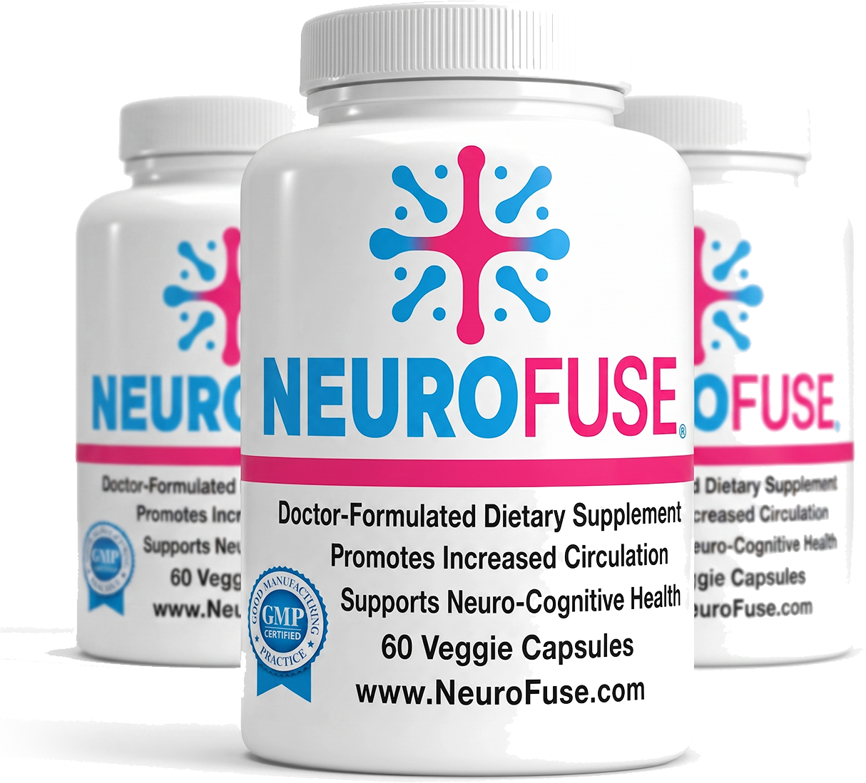 Three Neurofuse supplement bottles